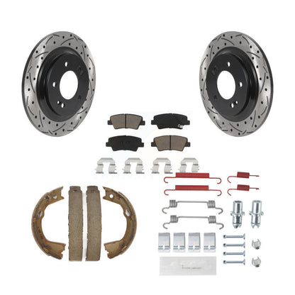 Disque arrière, Rotors percés et fendus, plaquettes en céramique, Kit de quincaillerie pour chaussures de stationnement pour