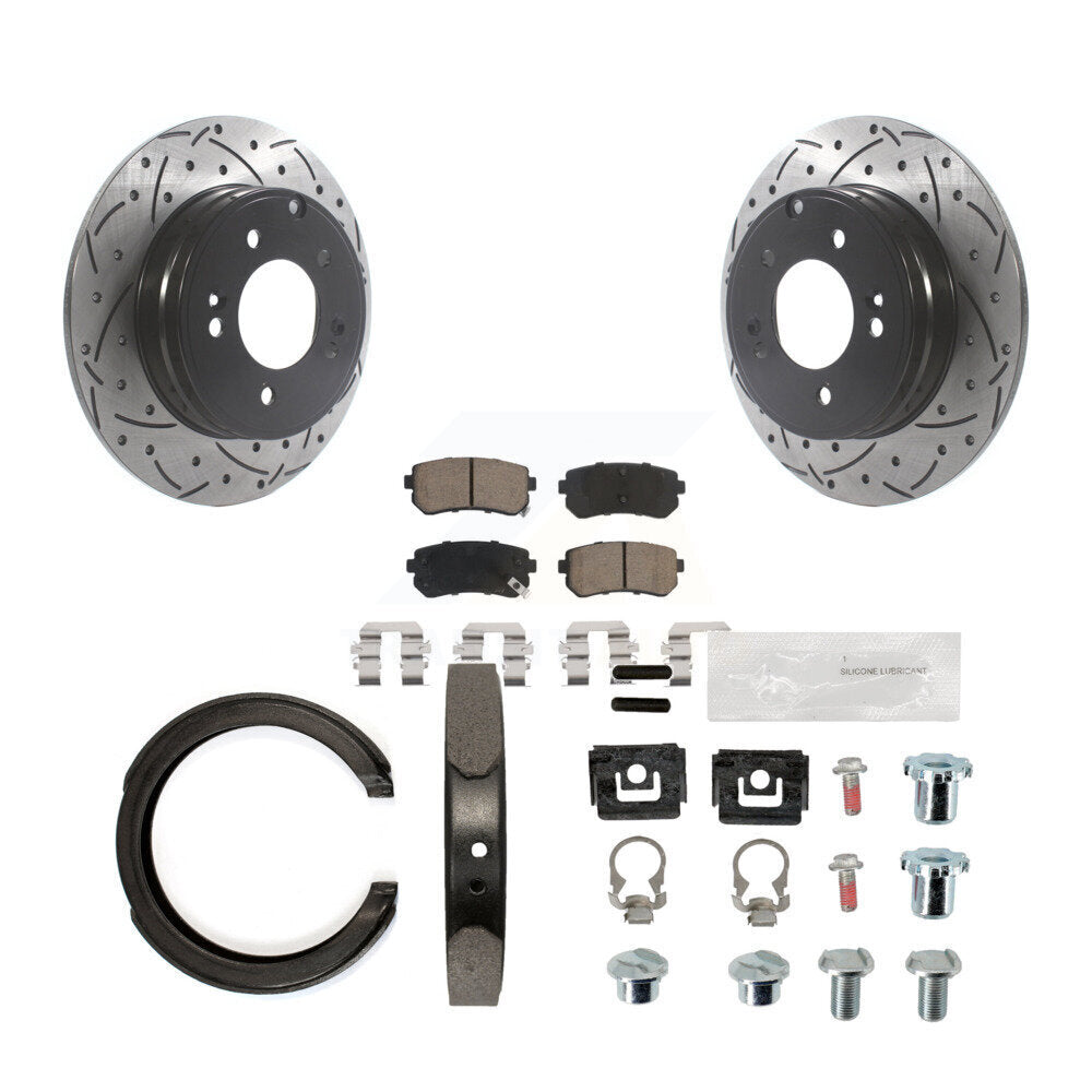 Disque arrière, Rotors percés et fendus, plaquettes en céramique, Kit de quincaillerie pour chaussures de stationnement pour
