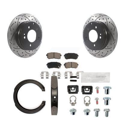 Disque arrière, Rotors percés et fendus, plaquettes en céramique, Kit de quincaillerie pour chaussures de stationnement pour