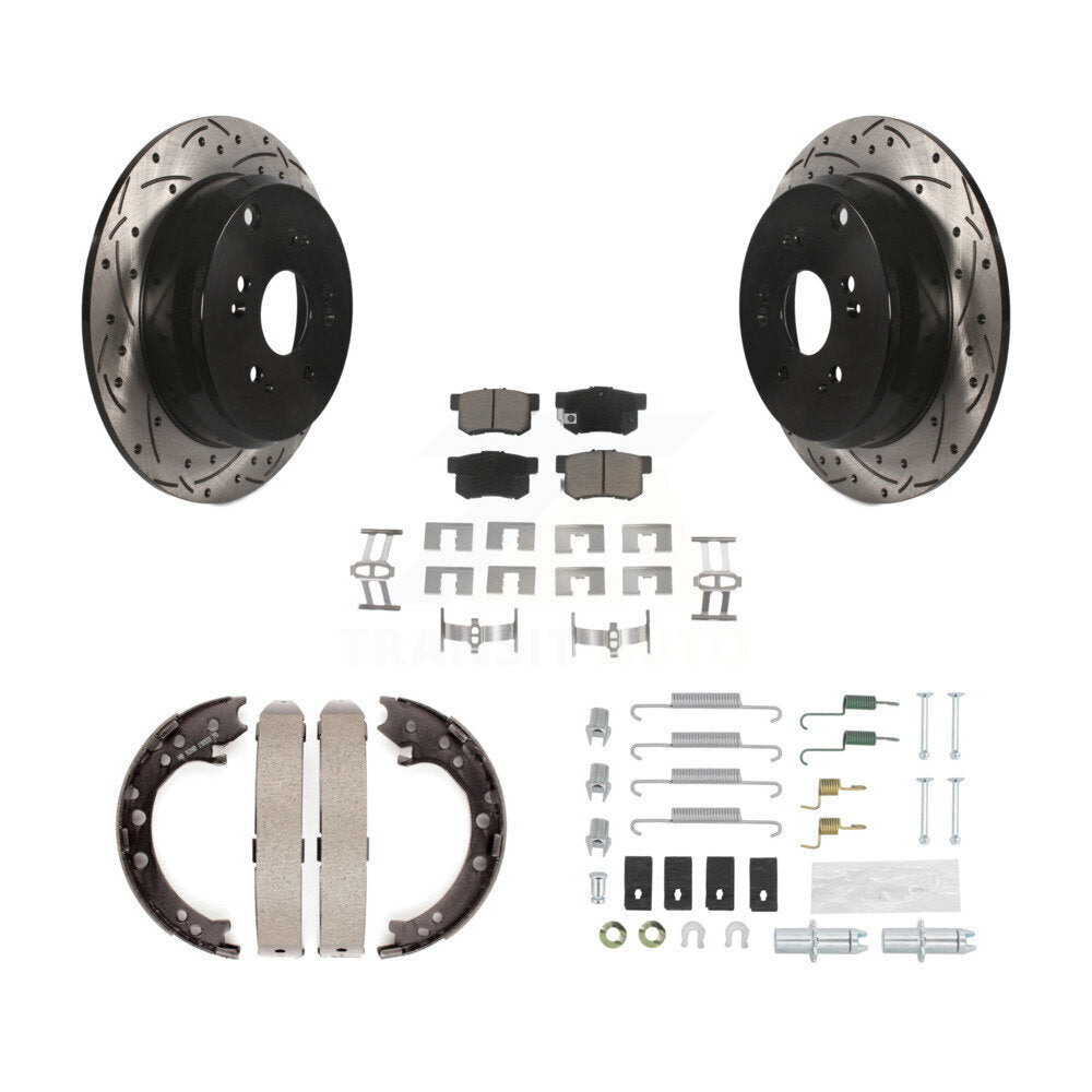 Disque arrière, Rotors percés et fendus, plaquettes en céramique, Kit de quincaillerie pour chaussures de stationnement pour