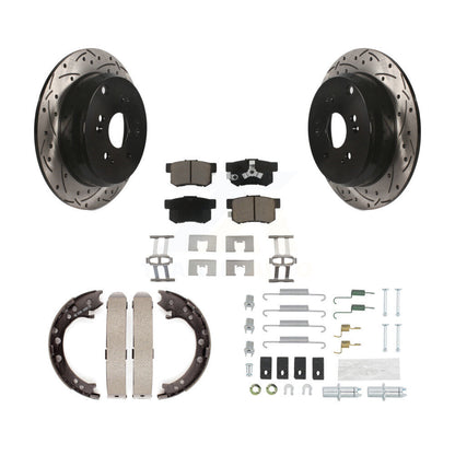 Disque arrière, Rotors percés et fendus, plaquettes en céramique, Kit de quincaillerie pour chaussures de stationnement pour