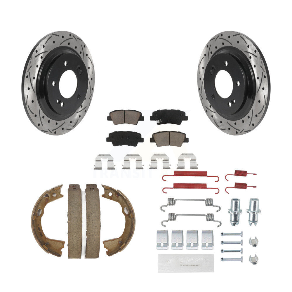 Disque arrière, Rotors percés et fendus, plaquettes en céramique, Kit de quincaillerie pour chaussures de stationnement pour