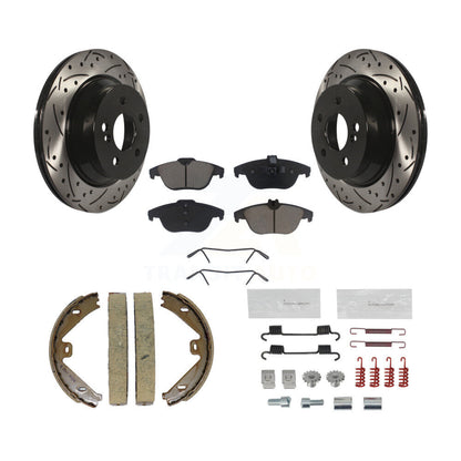 Disque arrière, Rotors percés et fendus, plaquettes en céramique, Kit de quincaillerie pour chaussures de stationnement pour