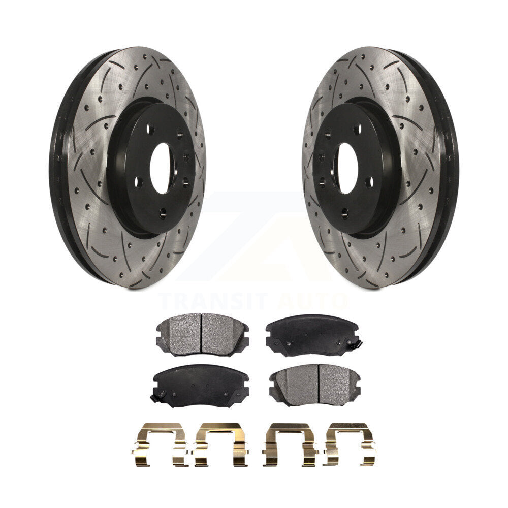 Rotor de frein à fente percée avant et Kit de plaquettes semi-métalliques pour Chevrolet Equinox GM