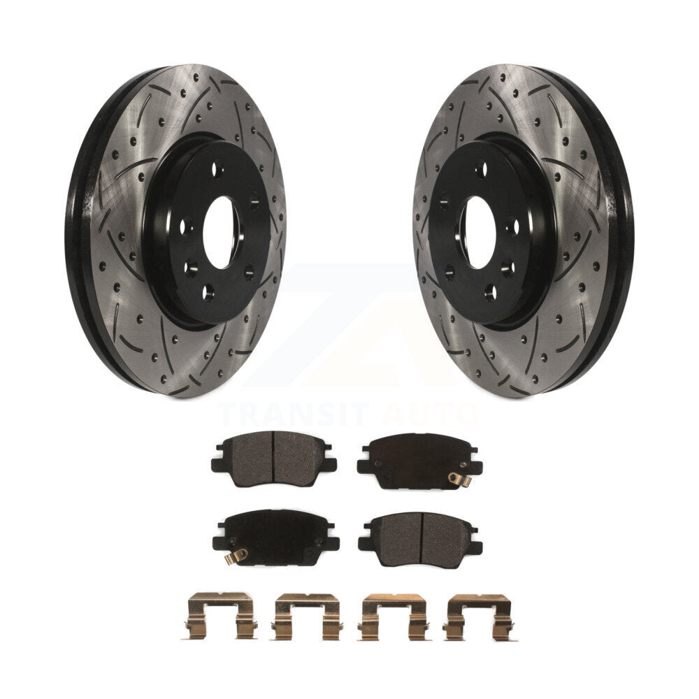 Kit de plaquettes semi-métalliques de Rotor de frein à fente avant percée pour Chevrolet Cruze Bolt E