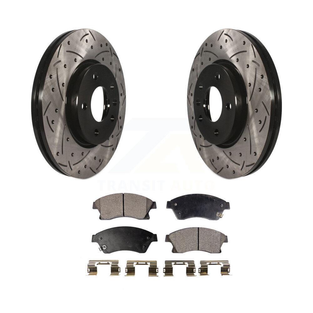 Rotors de frein à fente avant percés, Kit de plaquettes semi-métalliques pour Buick Veran 2012 – 2013
