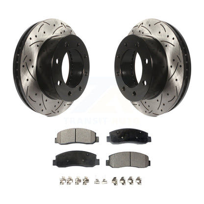 Rotor de frein à fente percée avant et Kit de plaquettes semi-métalliques pour Ford F-250 Super Dut