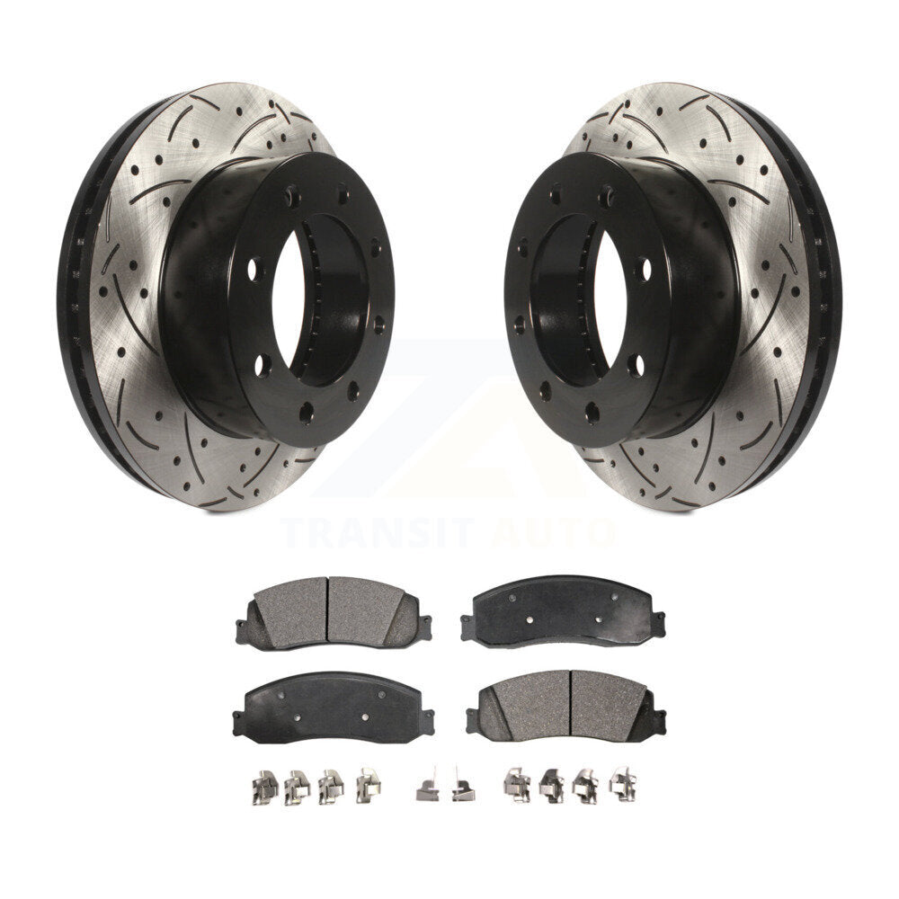 Kit de plaquettes semi-métalliques de Rotor de frein de fente de forage avant pour Ford F-350 Super Duty 4W