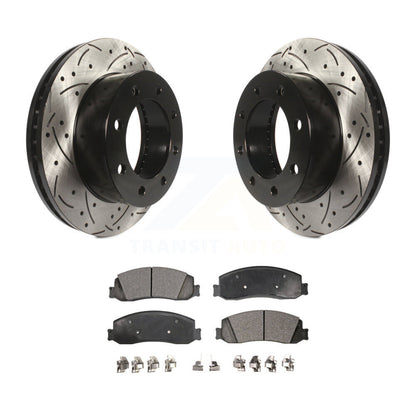 Kit de plaquettes semi-métalliques de Rotor de frein de fente de forage avant pour Ford F-350 Super Duty 4W