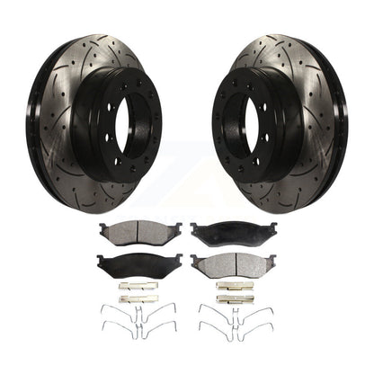 Rotor de frein à fente percée avant et Kit de plaquettes semi-métalliques pour Ford F-450 Super Dut