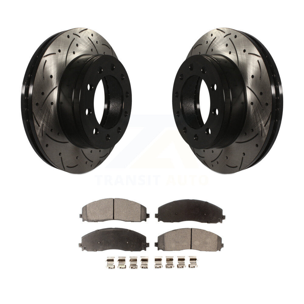 Rotor de frein à fente percée avant et Kit de plaquettes semi-métalliques pour Ford F-350 Super Dut