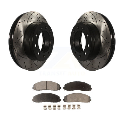 Rotor de frein à fente percée avant et Kit de plaquettes semi-métalliques pour Ford F-350 Super Dut