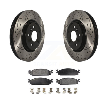 Rotor de frein à fente avant percé et kit de plaquettes semi-métalliques pour Lincoln MK 2009-2010