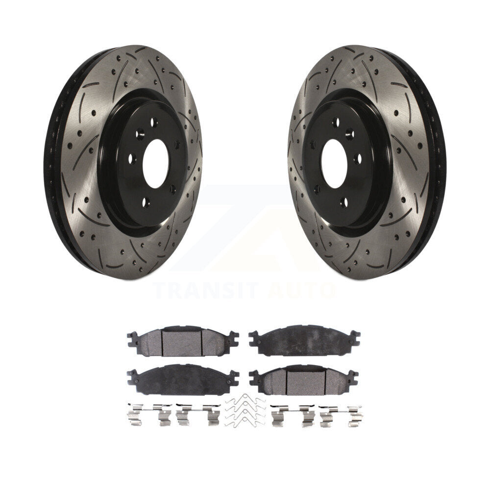 Kit de plaquettes semi-métalliques de Rotor de frein de fente de forage avant pour Ford Explorer Flex Tauru