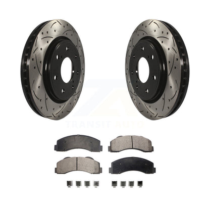 Rotors de frein à disque à fente percée avec revêtement avant, Kit de plaquettes semi-métalliques pour Ford F-15