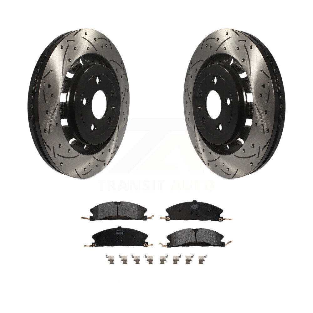 Kit de plaquettes semi-métalliques de Rotor de frein de fente de forage avant pour Ford Explorer Flex Tauru