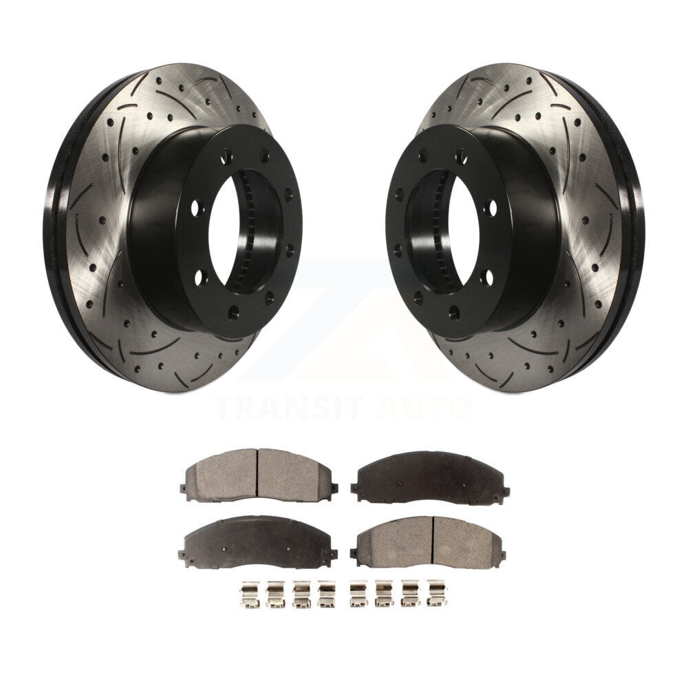 Rotor de frein à fente percée avant et Kit de plaquettes semi-métalliques pour Ford F-350 Super Dut