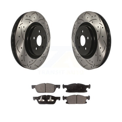 Rotor de frein à fente percée avant et Kit de plaquettes semi-métalliques pour Ford Edge Lincoln MK