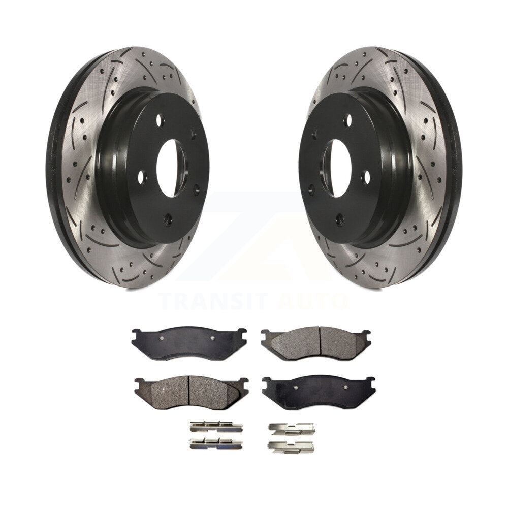 Rotors de frein à fente avant percés, Kit de plaquettes semi-métalliques pour Dodge Ram 1500 Durang