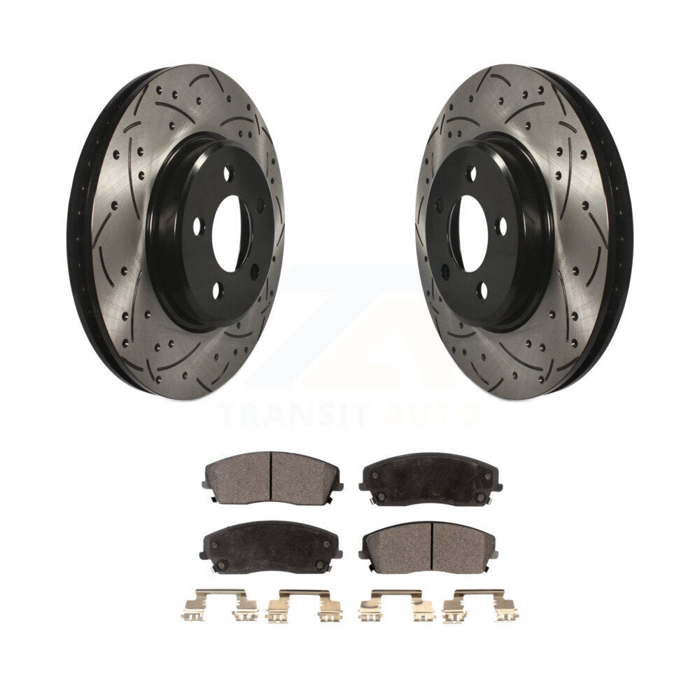 Kit de plaquettes semi-métalliques de Rotor de frein de fente de forage avant pour Dodge Chrysler 300 Magnu