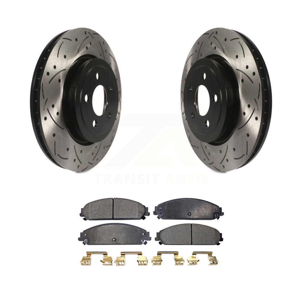Kit de plaquettes semi-métalliques de Rotor de frein de fente de forage avant pour Dodge Chrysler 300 Magnu