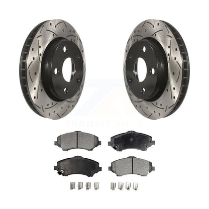 Rotor de frein à disque à fente percée avant et Kit de plaquettes semi-métalliques pour Jeep Wrangler J