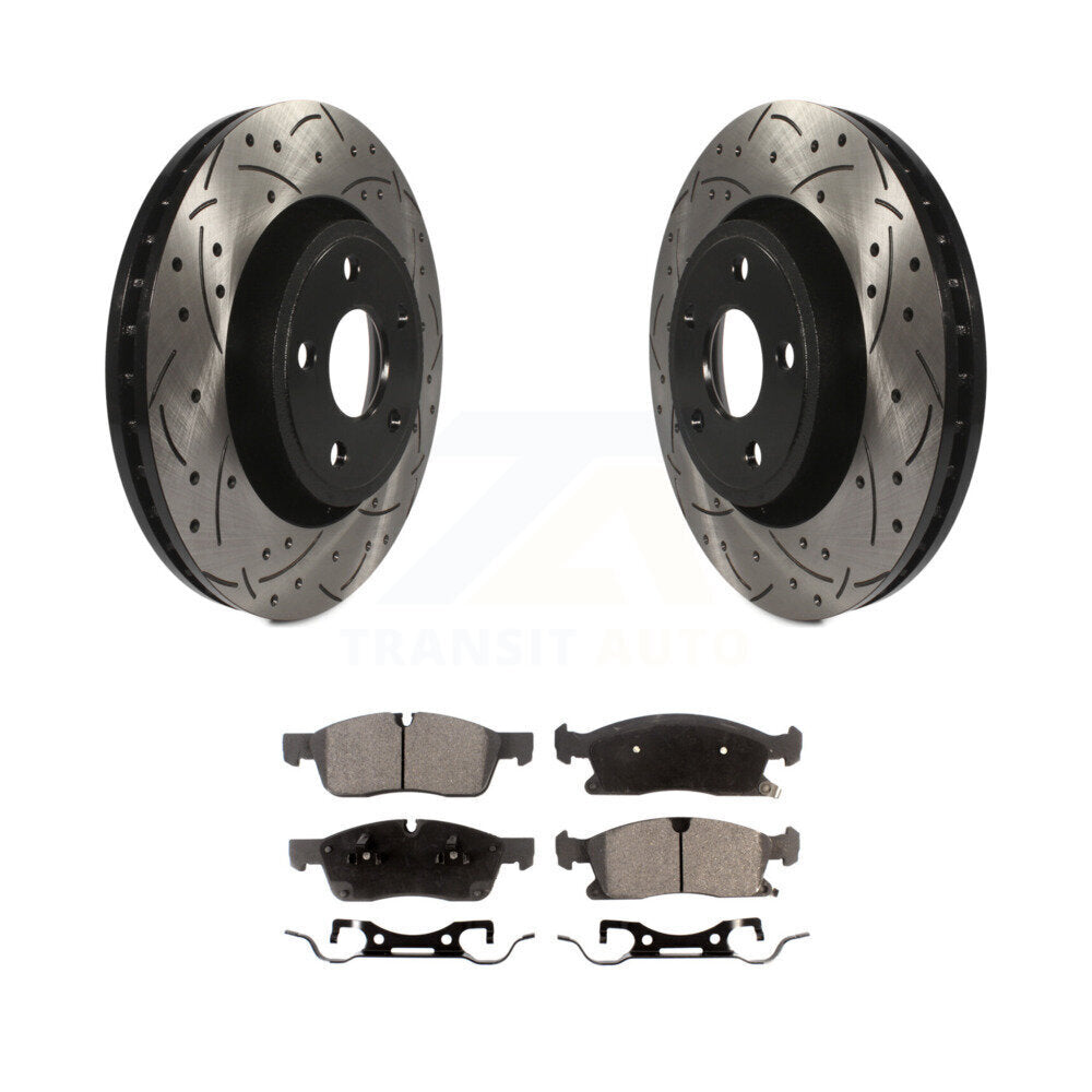 Kit de plaquettes semi-métalliques de Rotor de frein de fente de forage avant pour Jeep Grand Cherokee Dodg