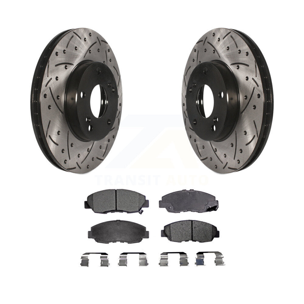 Rotors de frein à disque à fente avant, Kit de plaquettes semi-métalliques pour Honda Civic G 2011