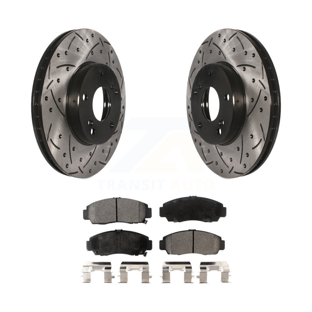 Kit de plaquettes semi-métalliques de Rotors de frein à disque de fente de forage enduit avant pour Honda Accor