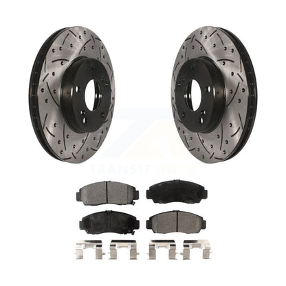 Kit de plaquettes semi-métalliques de Rotors de frein à disque de fente de forage enduit avant pour Honda Accor