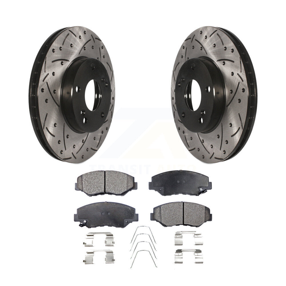 Rotors de frein à fente avant percés, Kit de plaquettes semi-métalliques pour Honda Accord Civic Fi