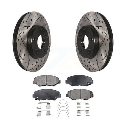 Rotors de frein à fente avant percés, Kit de plaquettes semi-métalliques pour Honda Accord Civic Fi