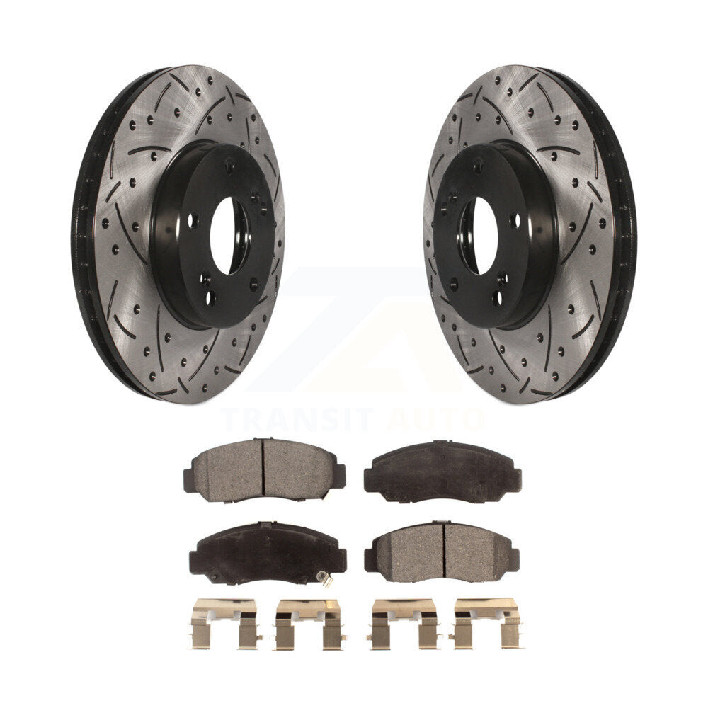 Kit de plaquettes semi-métalliques de Rotors de frein de fente de forage avant pour Honda Civic Accord Acur