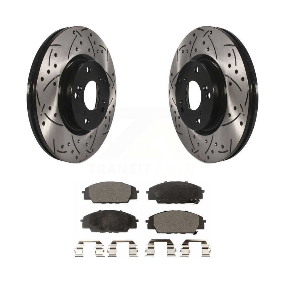 Kit de plaquettes semi-métalliques de Rotor de frein de fente de forage avant pour Honda Civic Acura CSX RS