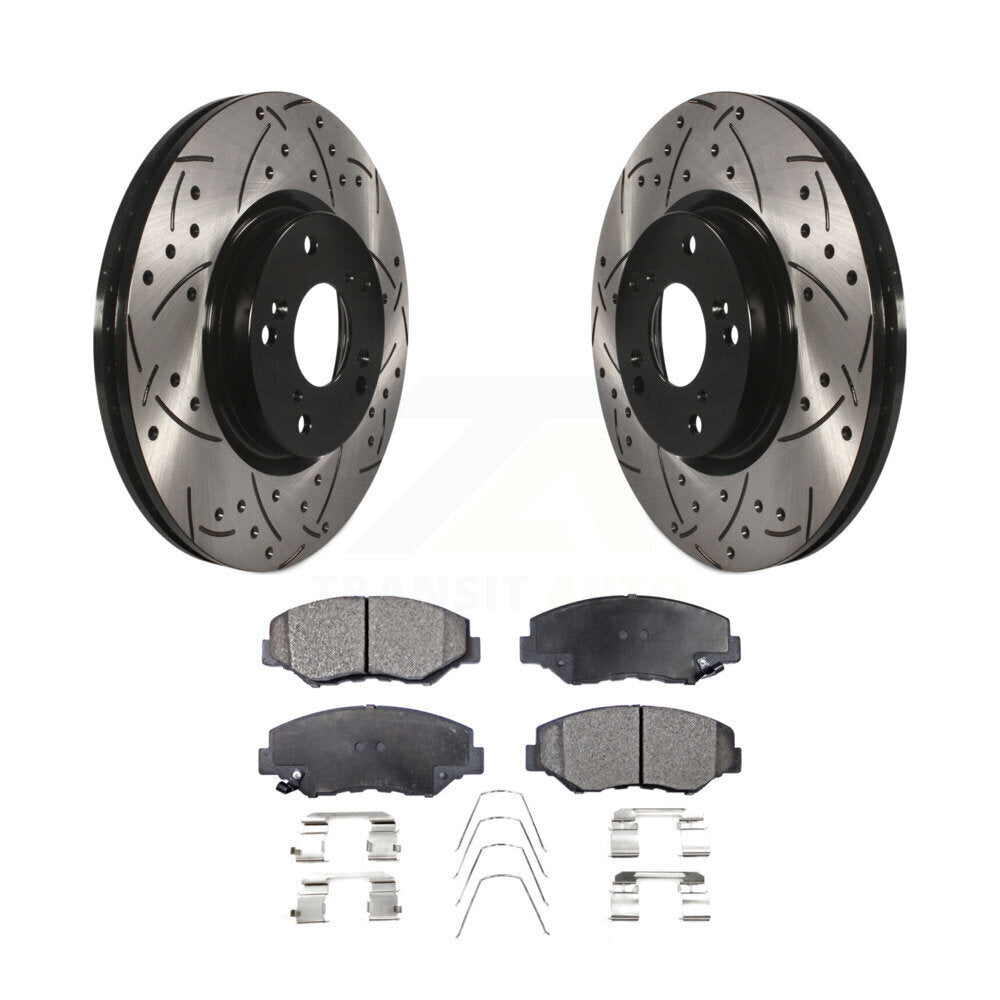 Rotors de frein à fente avant percés, Kit de plaquettes semi-métalliques pour Honda Civic CR-V Acur