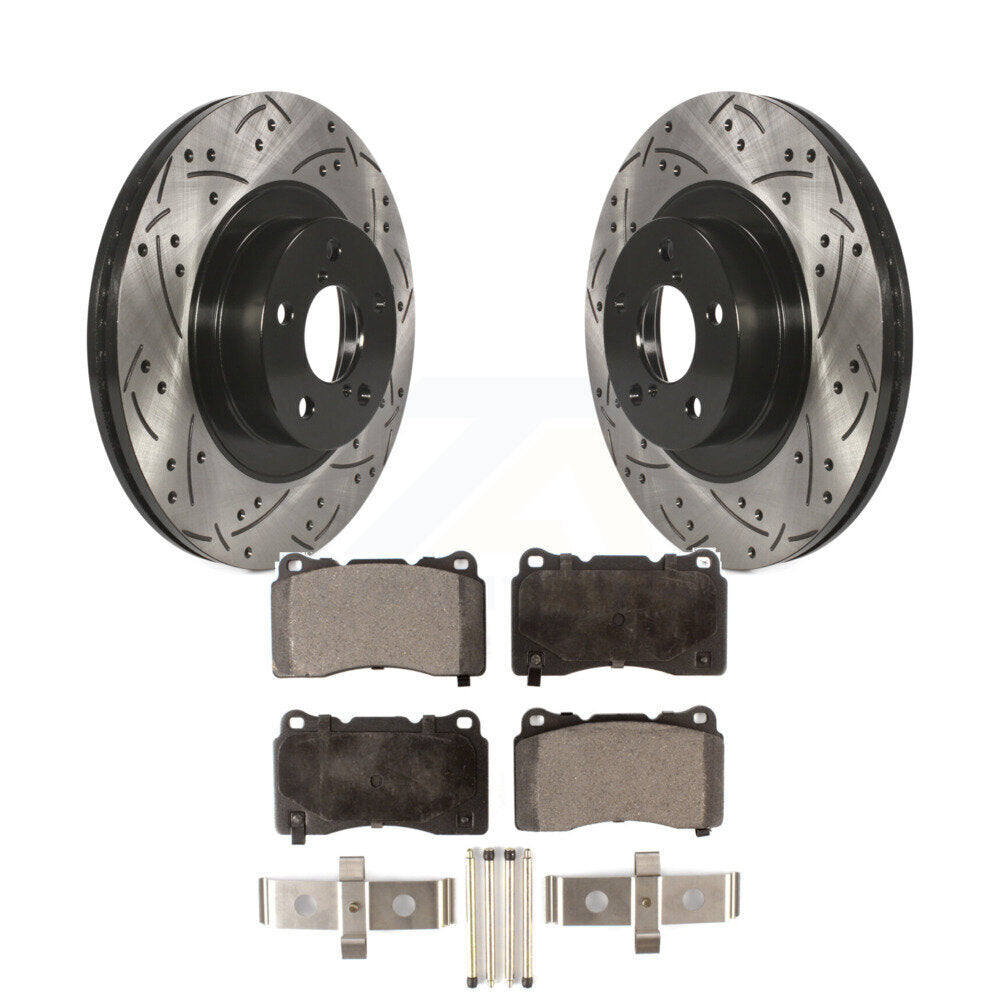 Rotor de frein à disque à fente percée avec revêtement avant et Kit de plaquettes semi-métalliques pour Toyota 8
