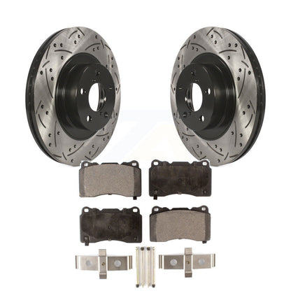 Rotor de frein à disque à fente percée avec revêtement avant et Kit de plaquettes semi-métalliques pour Toyota 8