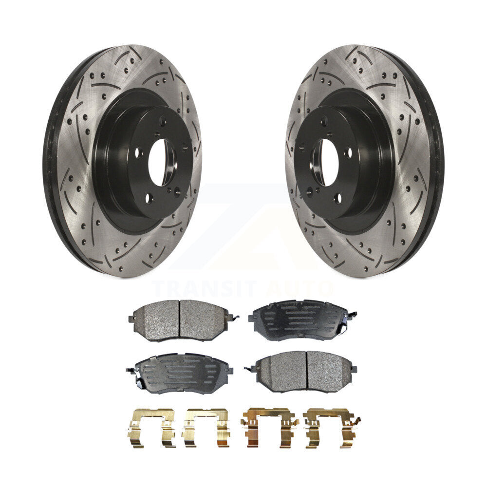Kit de plaquettes semi-métalliques de Rotor de frein à disque de fente de forage enduit avant pour Subaru Legac