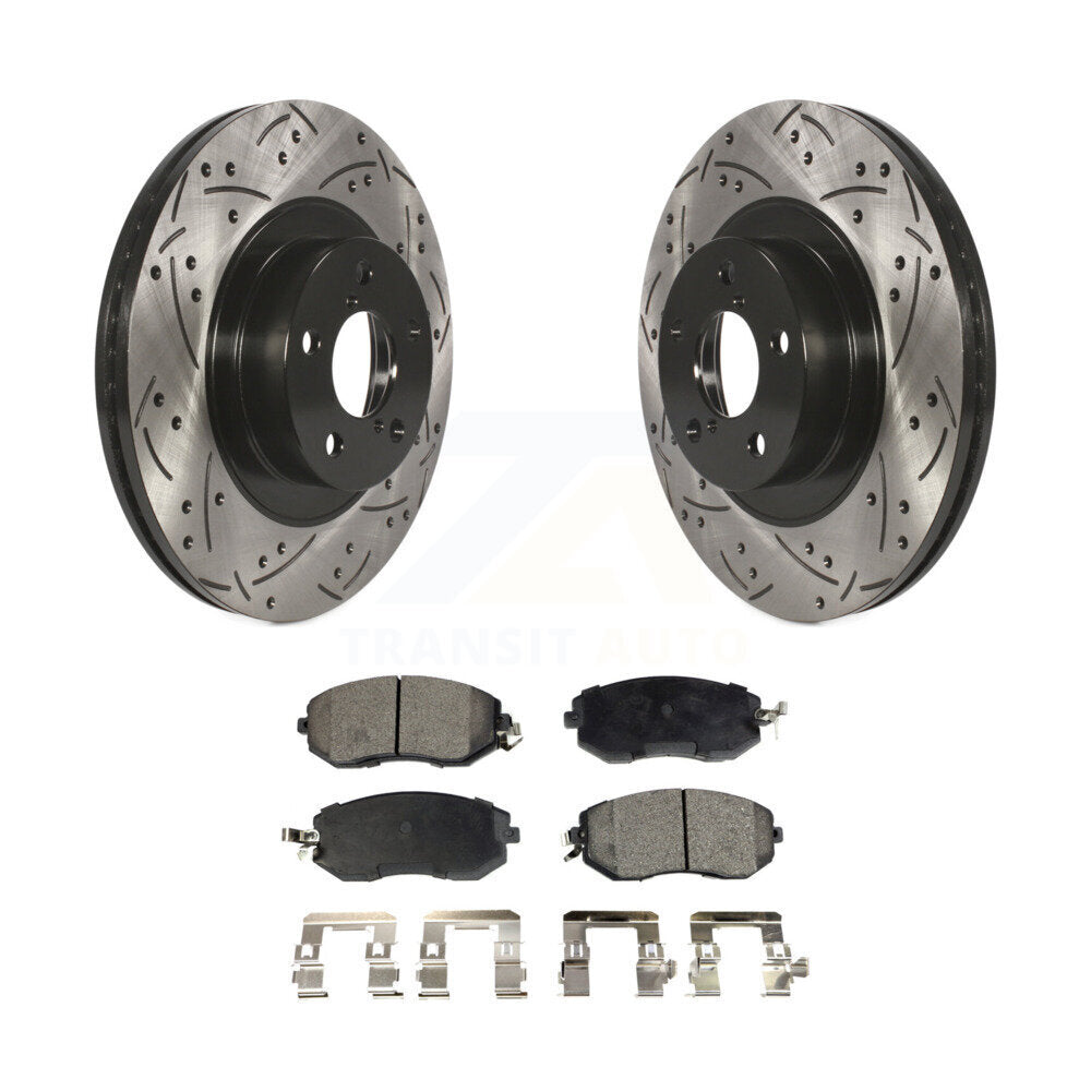Kit de plaquettes semi-métalliques de Rotor de frein à fente avant percée pour Subaru Forester Imprez