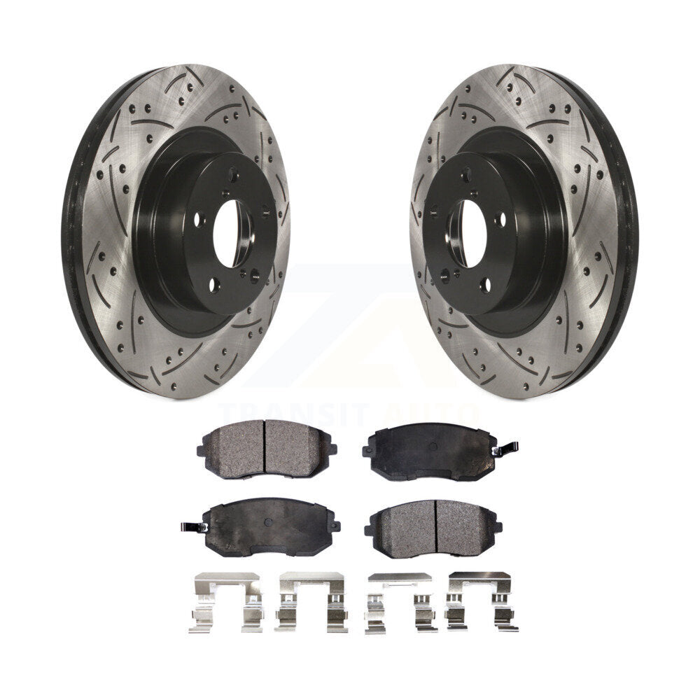 Kit de plaquettes semi-métalliques de Rotor de frein à fente avant percée pour Subaru Outback Foreste