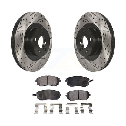 Kit de plaquettes semi-métalliques de Rotor de frein à fente avant percée pour Subaru Outback Foreste