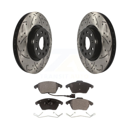 Kit de plaquettes semi-métalliques de Rotor de frein à fente avant percée, pour Volkswagen Jetta Beetl