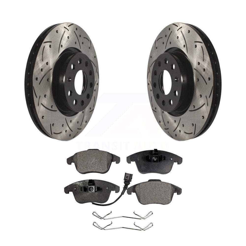 Rotors de frein à fente avant, Kit de plaquettes semi-métalliques pour Volkswagen Tiguan Passa