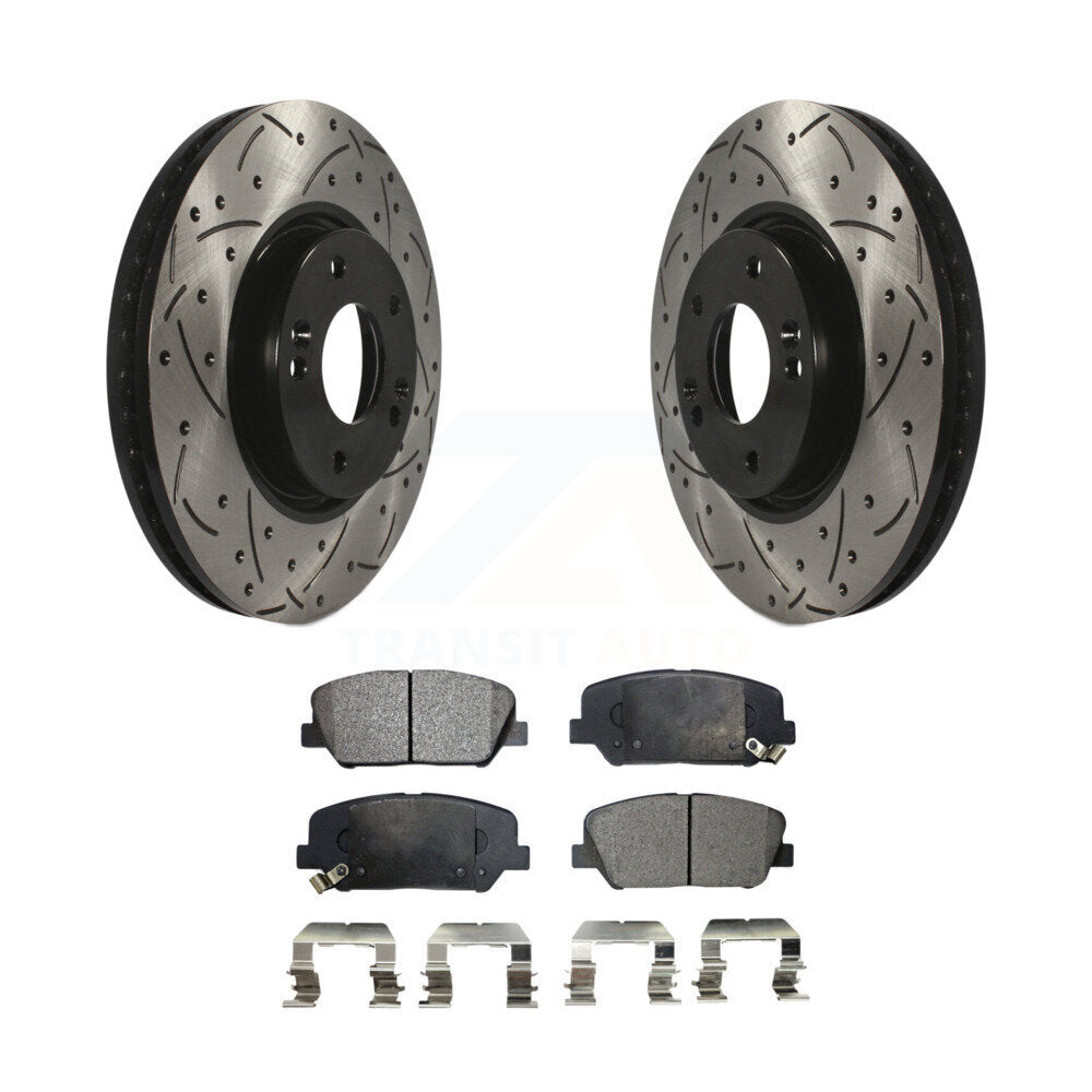 Rotor de frein à disque à fente avant percée et Kit de plaquettes semi-métalliques pour Hyundai Veloste