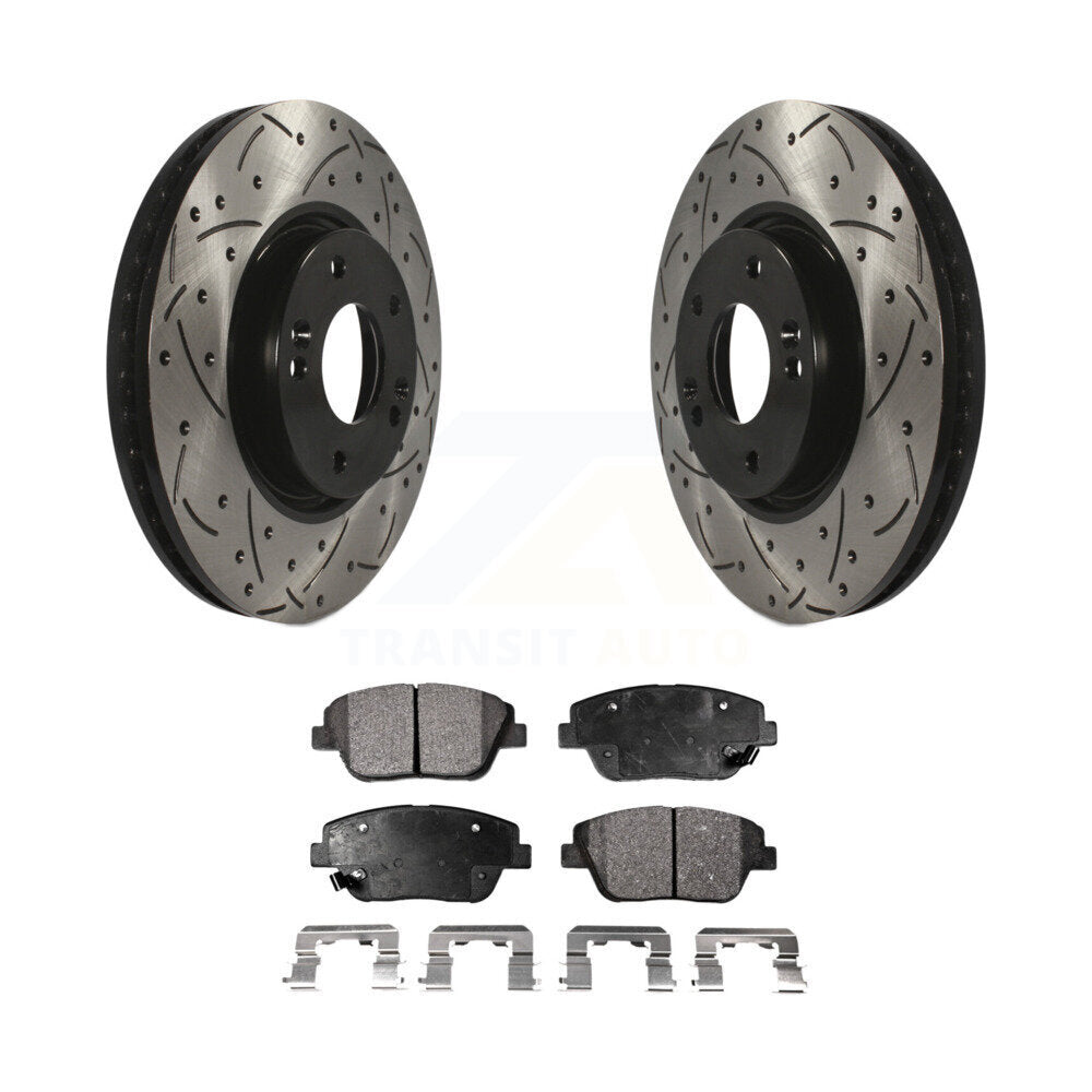 Kit de plaquettes semi-métalliques de Rotor de frein de fente de forage avant pour Hyundai Sonata Kia Optim