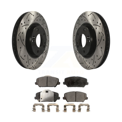 Rotor de frein à fente percée avant et Kit de plaquettes semi-métalliques pour Kia Forte Forte5 Kou