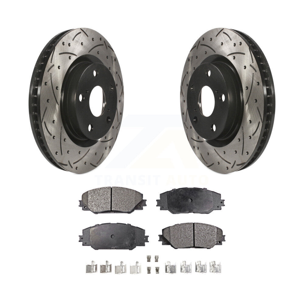 Kit de plaquettes semi-métalliques de Rotor de frein à fente avant percée, pour Toyota RAV4 Matrix Vib