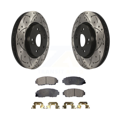 Kit de plaquettes semi-métalliques de Rotor de frein à disque de fente de forage avant pour Honda CR-V Acura RD