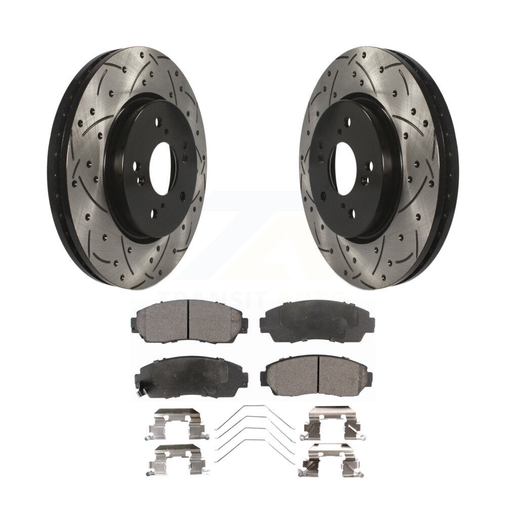 Kit de plaquettes semi-métalliques de Rotor de frein à disque de fente de forage avant pour Honda CR-V Crosstou