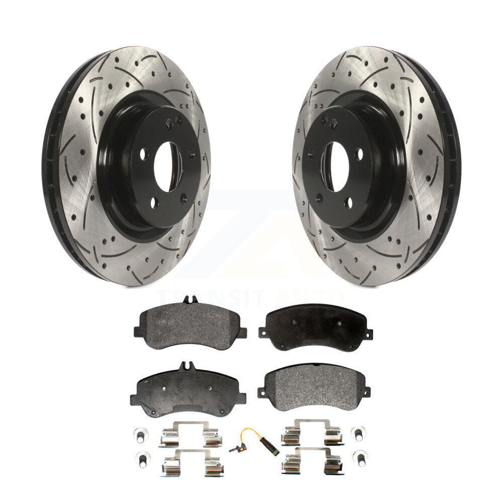 Kit de plaquettes semi-métalliques de Rotor de frein à disque de fente de forage avant pour Mercedes-Benz GLK35